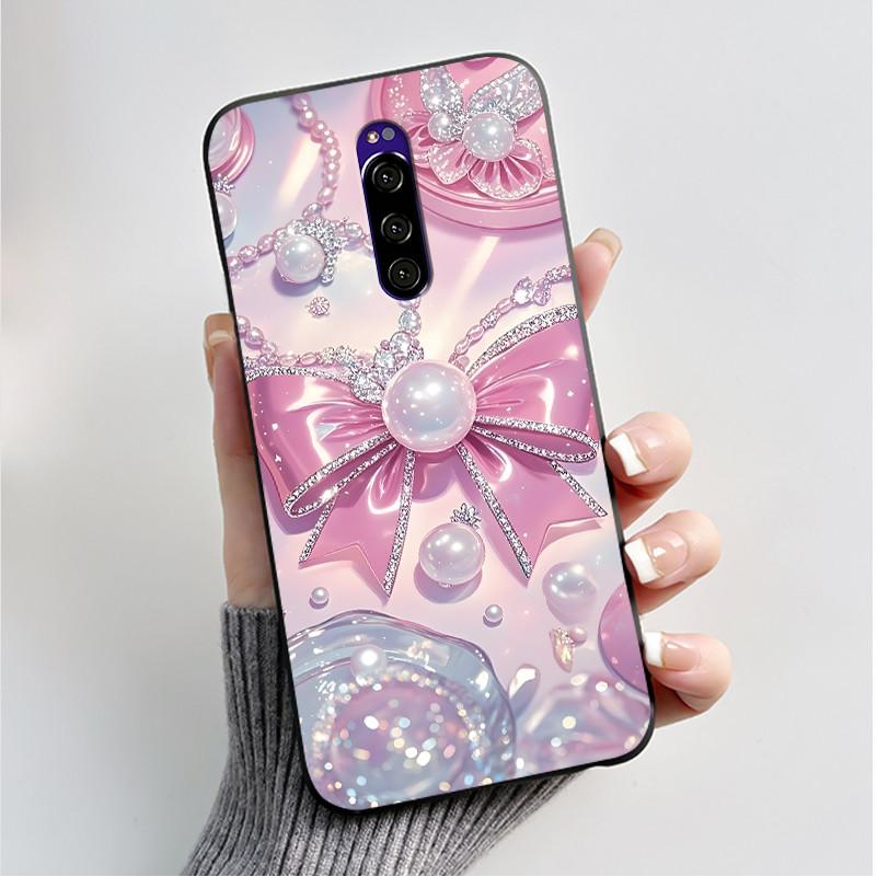 Printing Pattern Case For Sony Xperia 1 / Xperia XZ4 Funda Capa Soft Silicone Black Shell Cover Cute Flower Cartoon Casing Coque