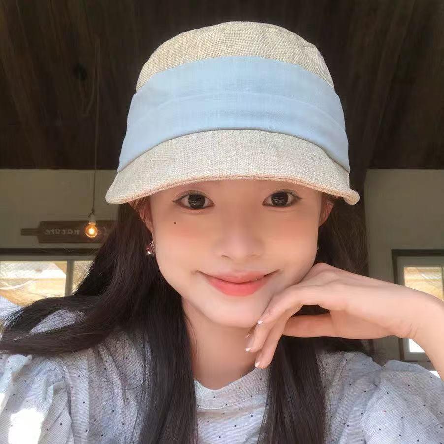 Women's Korean Style Contrasting Color Equestrian Sun Hat - Outdoor Protection Wide Brim Baseball Cap