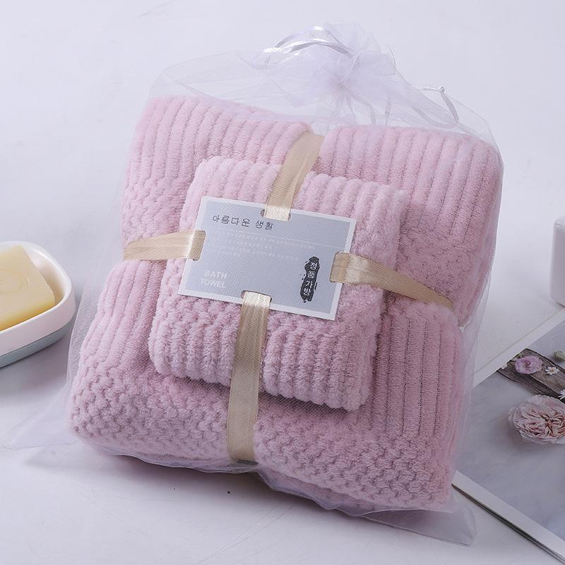 

2 шт./набор Ванная комната для ежедневного использования Родитель-ребенок Высокой плотности Коралловый вельвет Набор банных полотенец Полотенца Мягкие Впитывающие розовый