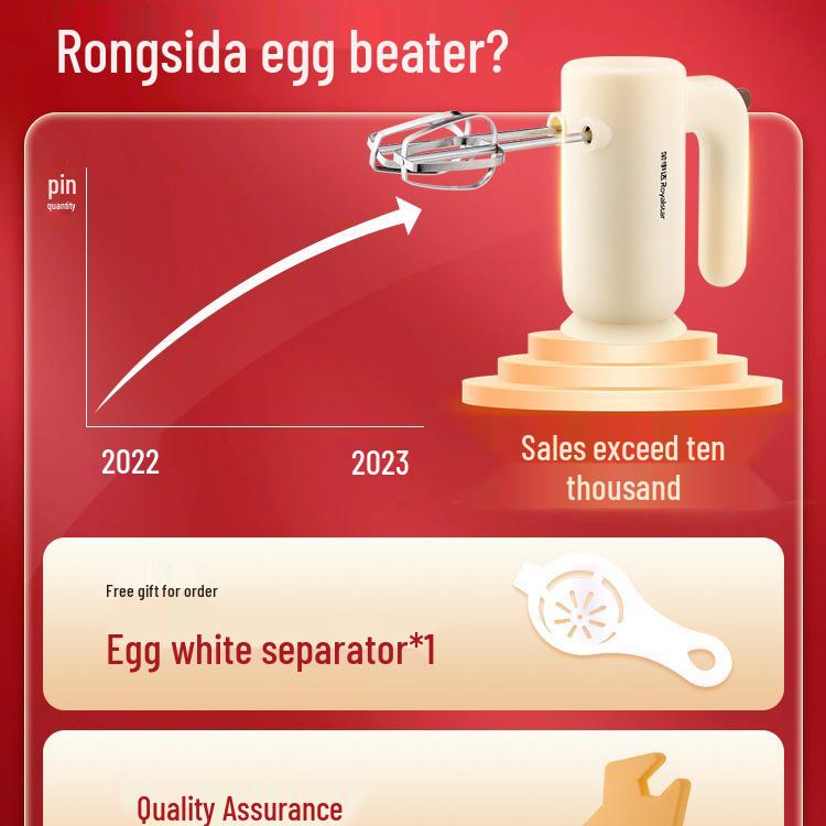 Rongshengda Electric Egg Beater & Whisk - Cake Mixer & Cream Whipping Machine