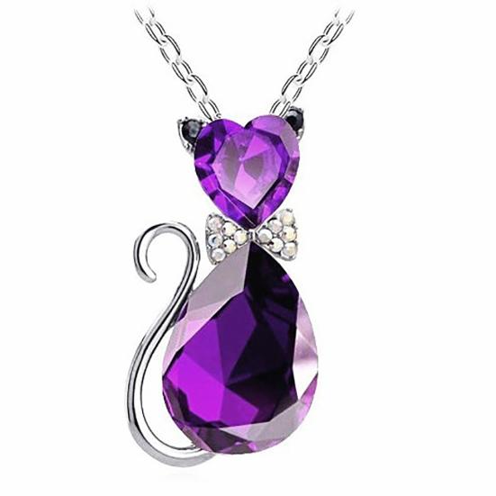 Luxus Braut Damen Hochzeit Charme Anhänger Katze Strassstein Halskette Party
