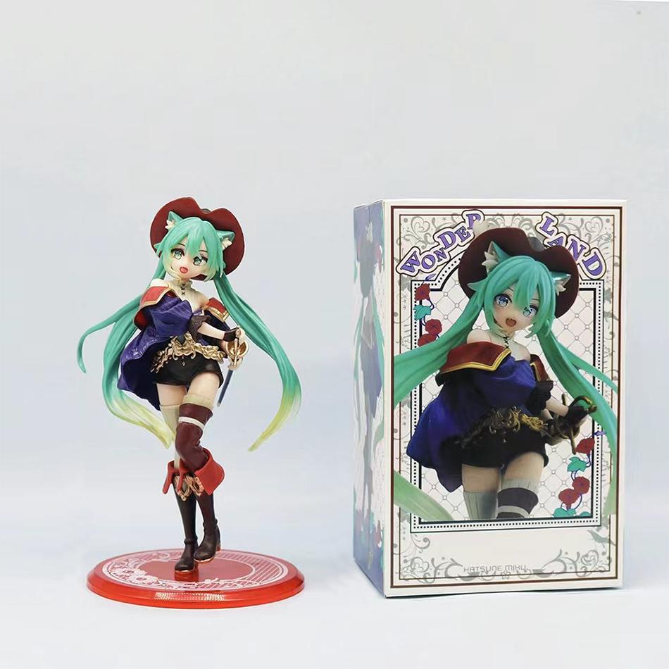 Hatsune Miku Desktop Cute Action Figure Tale Wonderland Miku Puss In Boots Anime Figurine Kawaii Girl Model Toy Adorable Decor