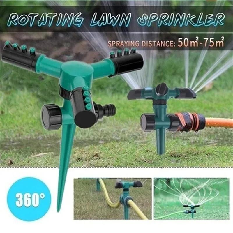 

Вращающиеся на 360° автоматические садовые разбрызгиватели для воды на газоне, 3-рычажный опрыскиватель, инструменты для орошения, насадка для полива травы, сада
