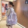 Schoolbag Lazy Wind Student School Bag Simple Mori Backpack ins Campus College Student Junior High School Large Capacity Solid Color Backpack