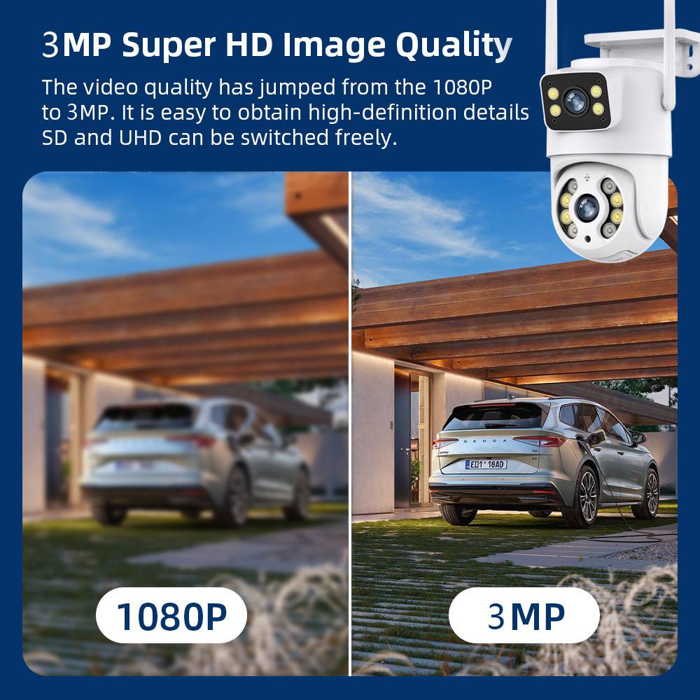 8MP V380 Pro Outdoor Waterproof CCTV Camera WIFI Wireless Dual Lens with Dual Screen Night Vision
