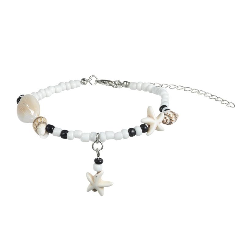 

Плетеный браслет на лодыжку с ракушками и бусинами из смолы, регулируемая цепочка на ногу в богемном стиле для пляжного отдыха