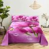 Pink Rose Bed Sheet Sets 3D Print Flowers Bed Flat Sheet for Women Girls King Queen Full Twin Size 2/3pcs Bed Linen Room Decor