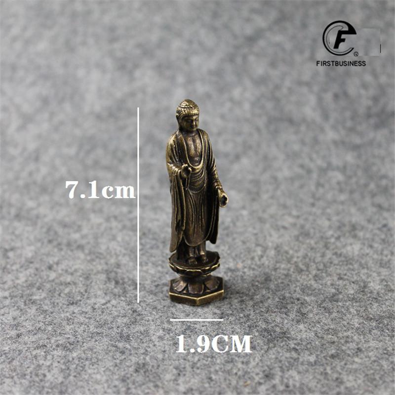 Mini Vintage Brass Standing Shakya Mani Buddha Statue Incense Holder Decoration Ornament Sculpture Home Office Desk Figure