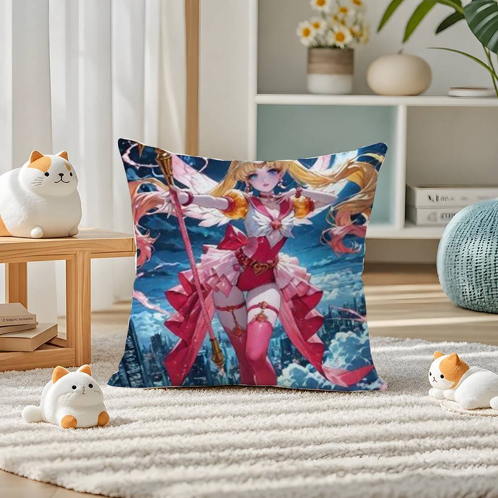 Sailor Moon Sailor Neptune Anime Plush Pillow Cover Soft Short Plush Cushion Cover For Sofa Bedroom Home Decor Gift Decoration