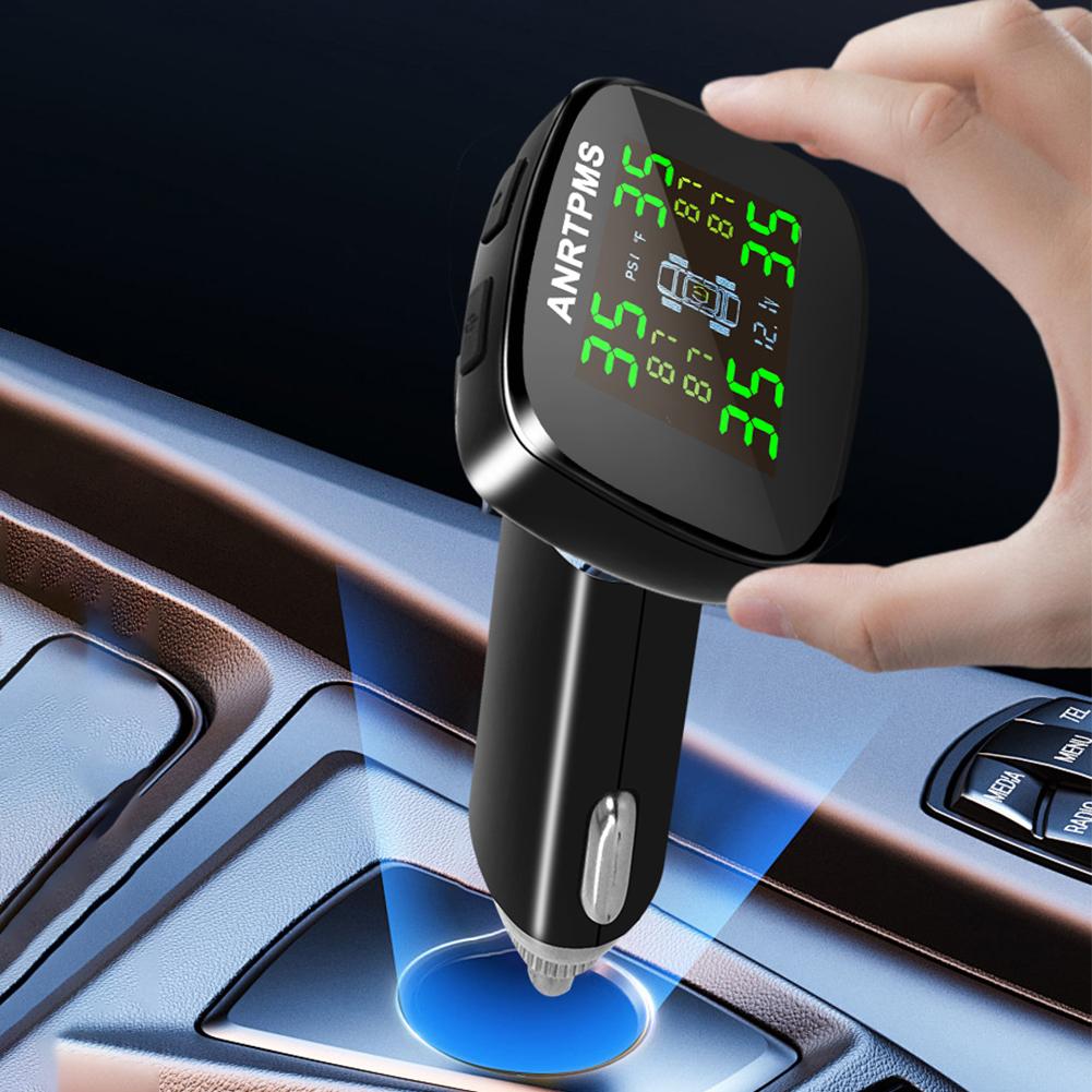 Tire Pressure Monitoring System Cigarette Lighter Tyre Temperature Monitor Wireless TPMS for Car SUV Sedan