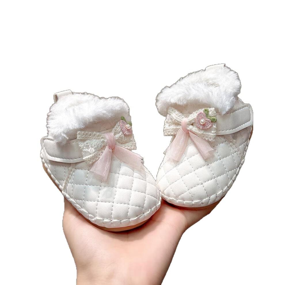 Weiche Gummisohle Winter Babyschuhe für 0-12 Monate - Warme, Dicke Samt Baumwollstiefel für Mädchen