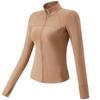 Women's Nude Feeling Slimming Zip-Up Yoga Suit - Long Sleeve Fitness Top for Running & Aerobics