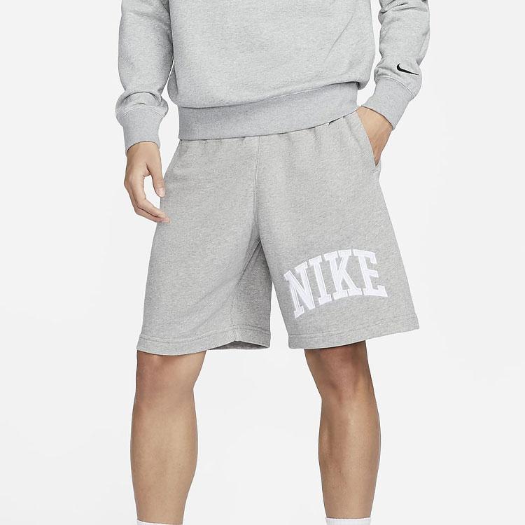 Nike Alphabet Print Mid-Waist Drawstring Comfortable Sport Casual Shorts Men Bottoms Dark-Heather-Grey Light-Smoke-Grey White FQ4093-063