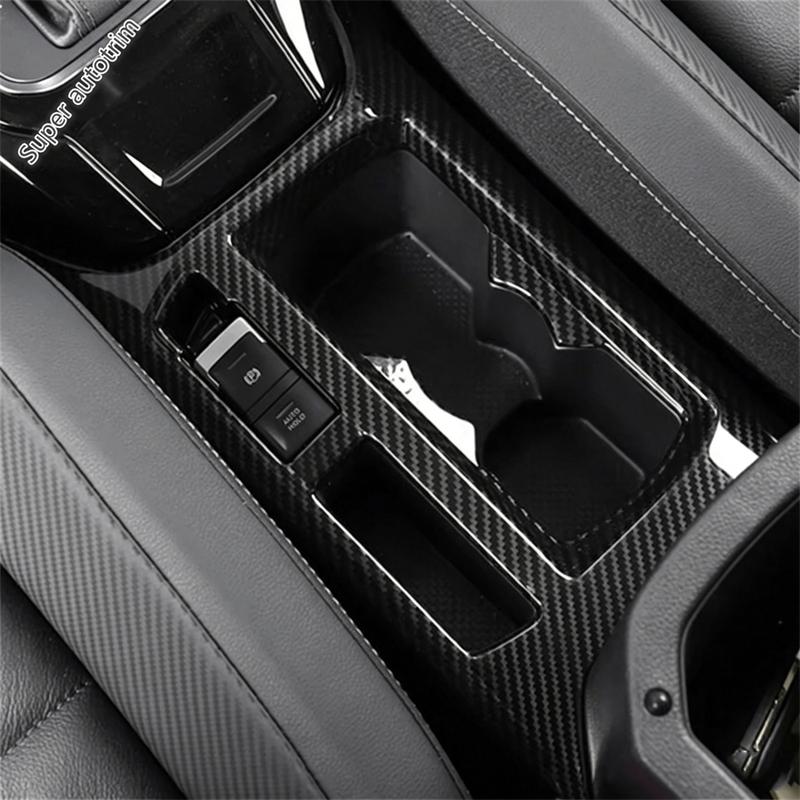 LHD Central Control Gear Shift Stall Water Cup Panel Cover Trim Carbon Fiber Accessories For Volkswagen T-Roc T Roc 2018 - 2025