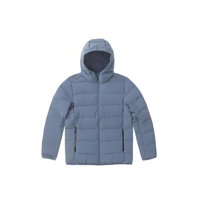 Windproof Warm Logo Solid Color Hooded Down Jacket Men Outerwear Silver-Gray 15947916-1