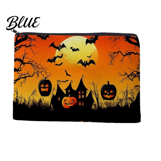 Odolný plátěný držák na psací potřeby Halloweenská úložná taška s potiskem dýně a ducha Odolná kompaktní na malé předměty Velkokapacitní kosmetická taštička,