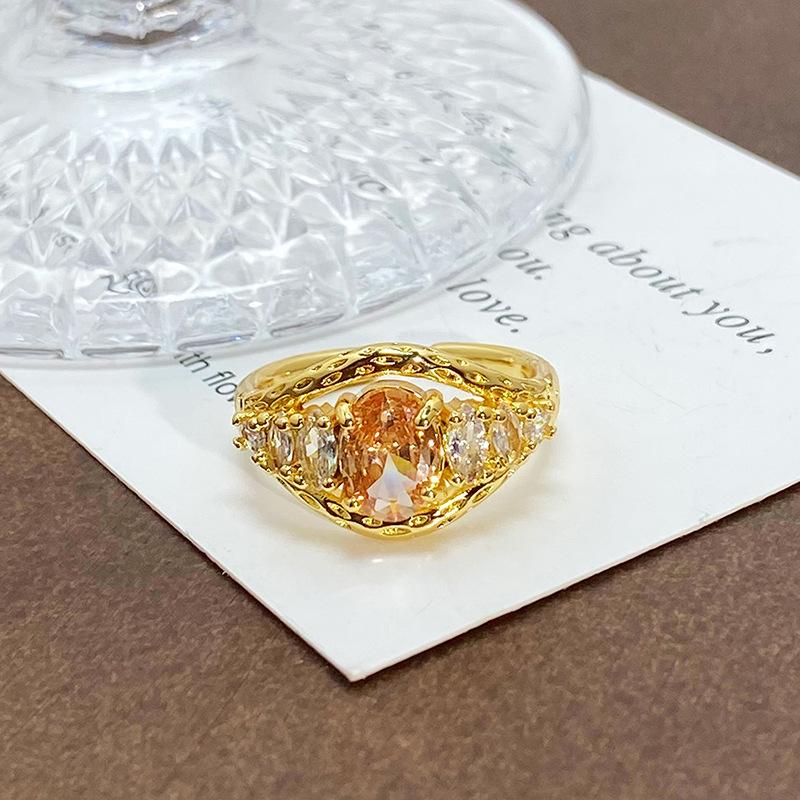 Blind Box Medieval Vintage Gold Niche Retro High-End Open Ring Color Treasure Light Luxury Ring Woman