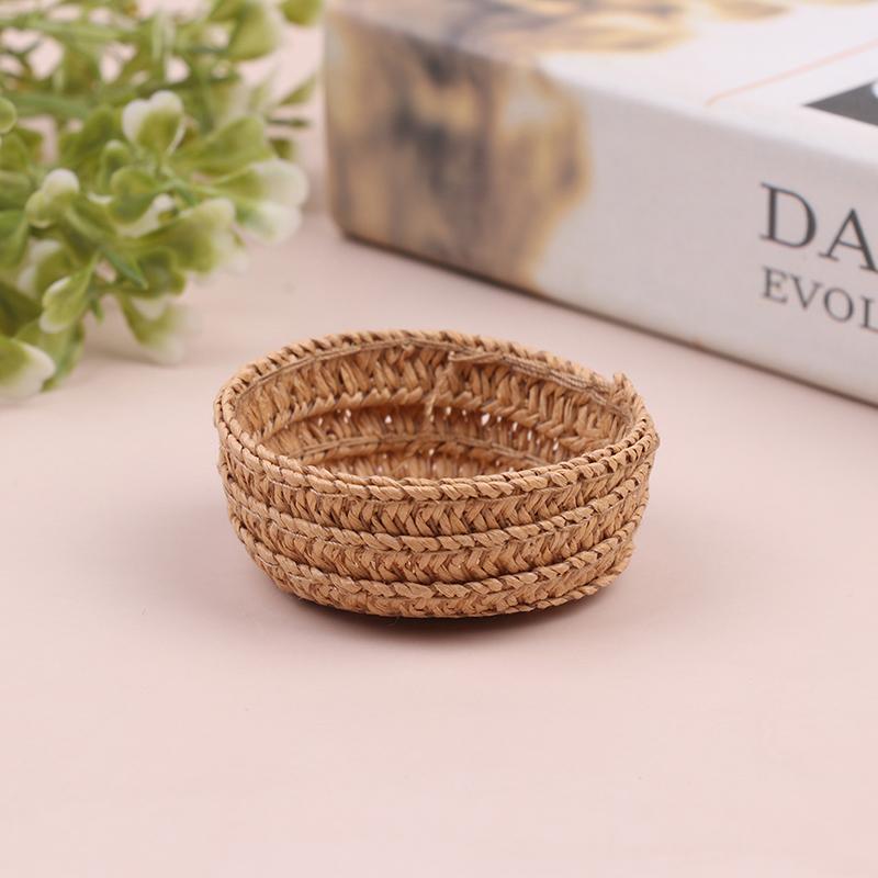 Mini 1/12 Cute Dollhouse Rattan Frame Hand-woven Vegetable Food Flower Basket Cute Toys Dolls Miniature Decoration