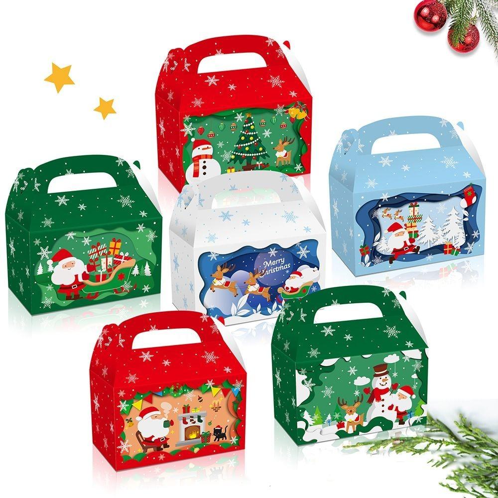 12PCS Festive Design Christmas Eve Gift Box Holiday Print Biscuit Packaging Box Holiday Gift Giving