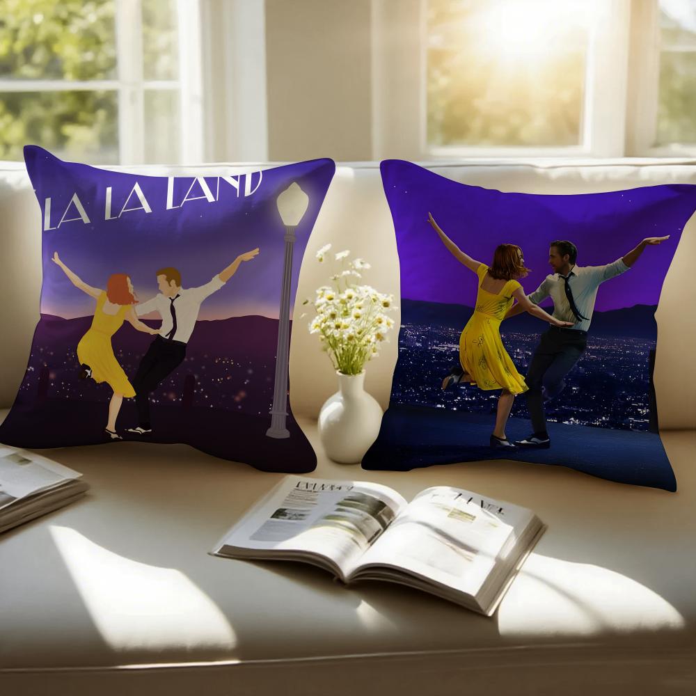 Romantic American Movie LLa La Land Cushion Cover Pillowcase Antidustmite Invisible Zipper Short Plush Sofa Cushion