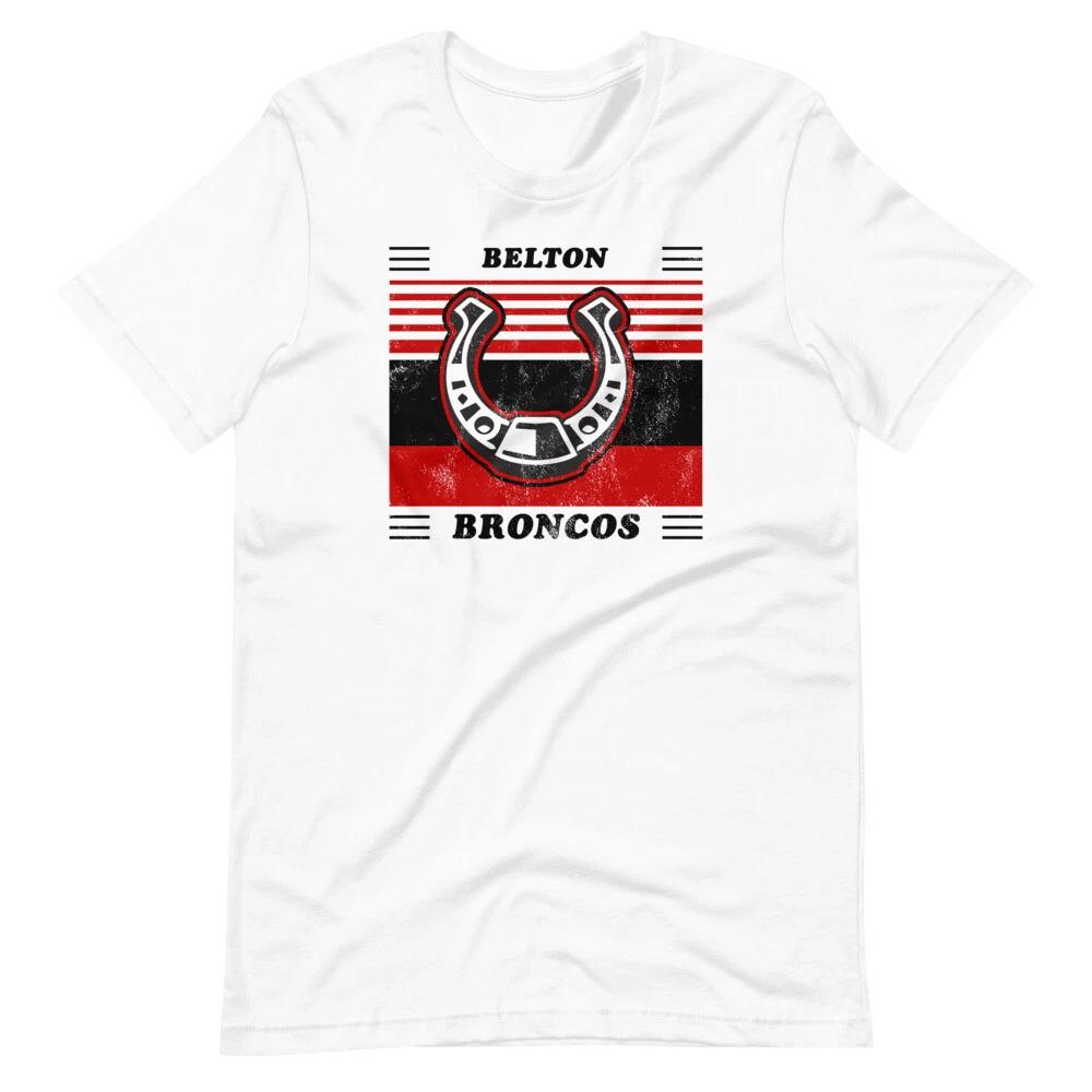 

BELTON BRONCOS High School White Tee Short-Sleeve Unisex 100% Cotton T-shirt Mens Tees Top L