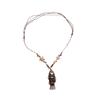 Ethnic Style Y-Shaped Ceramic Fish Necklace for Women Wooden Rope Handmade Bead Tassel Charm Bohemian Style Exquisite Accessory