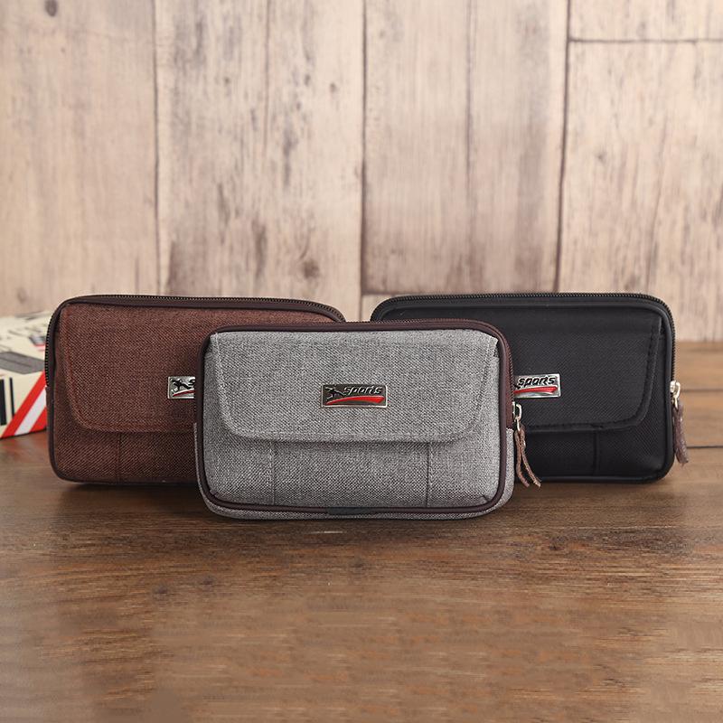 Men’s Leather & Canvas Multi-Style Waist Bag with Phone Holder