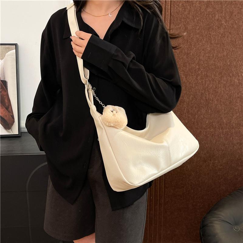 Retro Pu Leather Shoulder Bag Ladies Large Capacity Underarm Bag  Versatile Commuter Tote Bag For Women Gifts