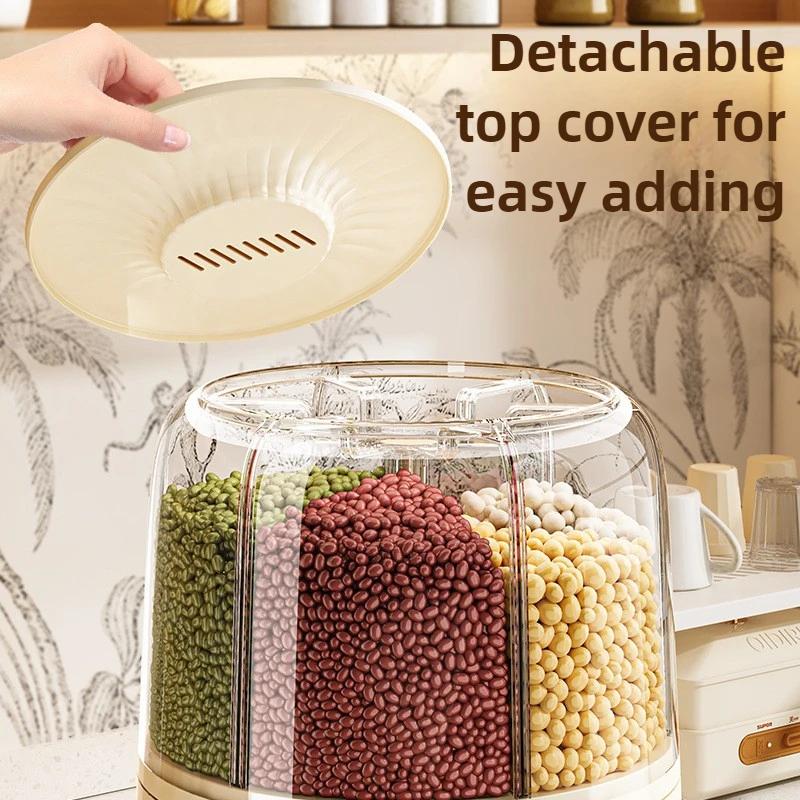 360° Rotating Kitchen Rice Bucket,split Type Sealed Jar,moisture-proof,insect Proof,grain Miscellaneous Grain Storage Container
