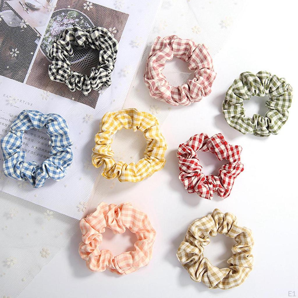 8PCS Hair Scrunchies Classic Plaid Elastic , Ponytail Holder Bands for Women Lady Dressing