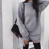 Oversaized Lazy Style Korean Version Solid Color Casual Turtleneck Long Sleeve Dress For Lady Streetwear Knit Dress