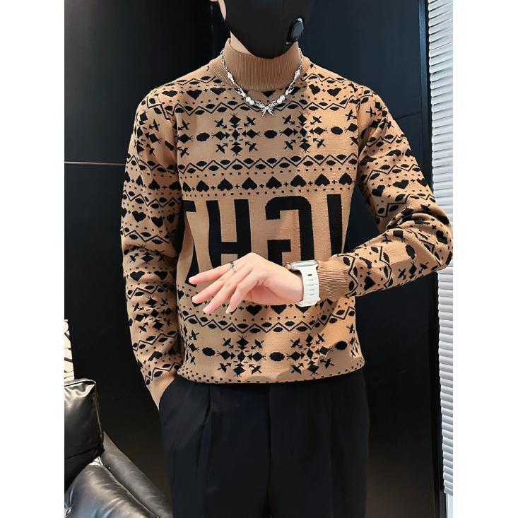 round Neck Sweater Men's Fashion Brand Handsome Autumn and Winter Undershirt New Men's Graceful Slim-Fit Tops