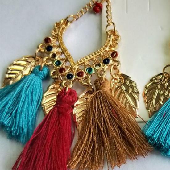 1 Pair Dangle Earrings Ethnic Style Fade-Resistant Decorative Tassel Hook Earrings Jewelry