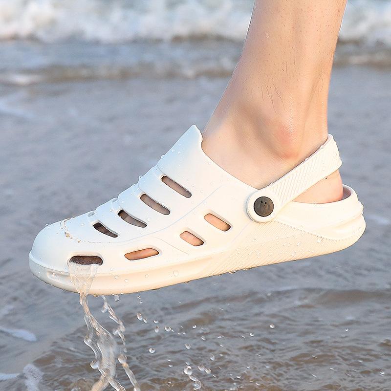 Men's Hole Shoes Summer Wear Non-slip Thick-soled Dual-purpose Bag Head Drag Beach Shoes Couple Wading Sandals