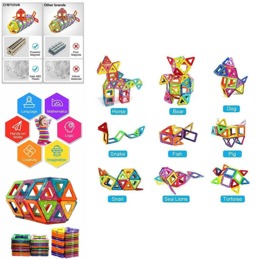 Magnetic Building Blocks Construction Set With Vibrant Multicolor Pieces For Creative Kids And Relaxing Adults