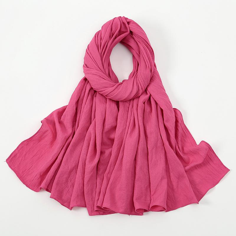 New Muslim Hijabs For Women Scarf Plain Long Shawls Femme Musulman Soft Crinkle Cotton Headscarf Wraps Islamic Turban Headband