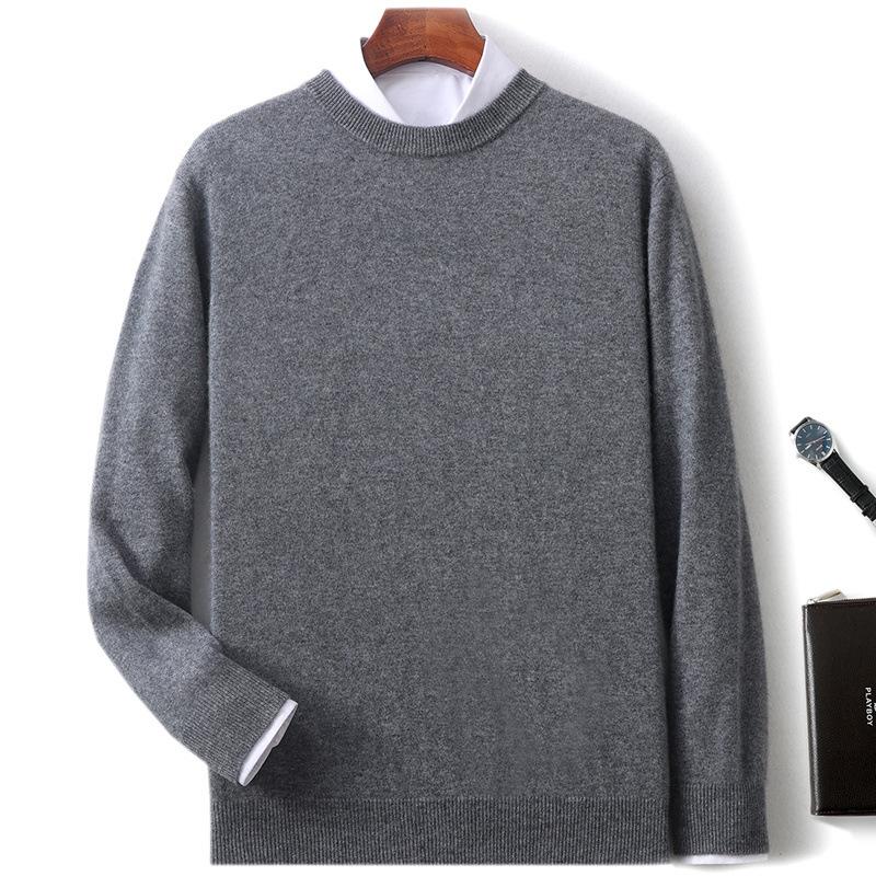 New Semi-turtleneck Cashmere Sweater Men's Thickened Sweater Solid Color Long-sleeved Wool Knitting