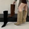 Fashion Fashion Vintage Thin Heels Women Knee High Boots Fashion Winter Sexy Pointed Toe Stripper Party Shoes Zapatos De Mujes