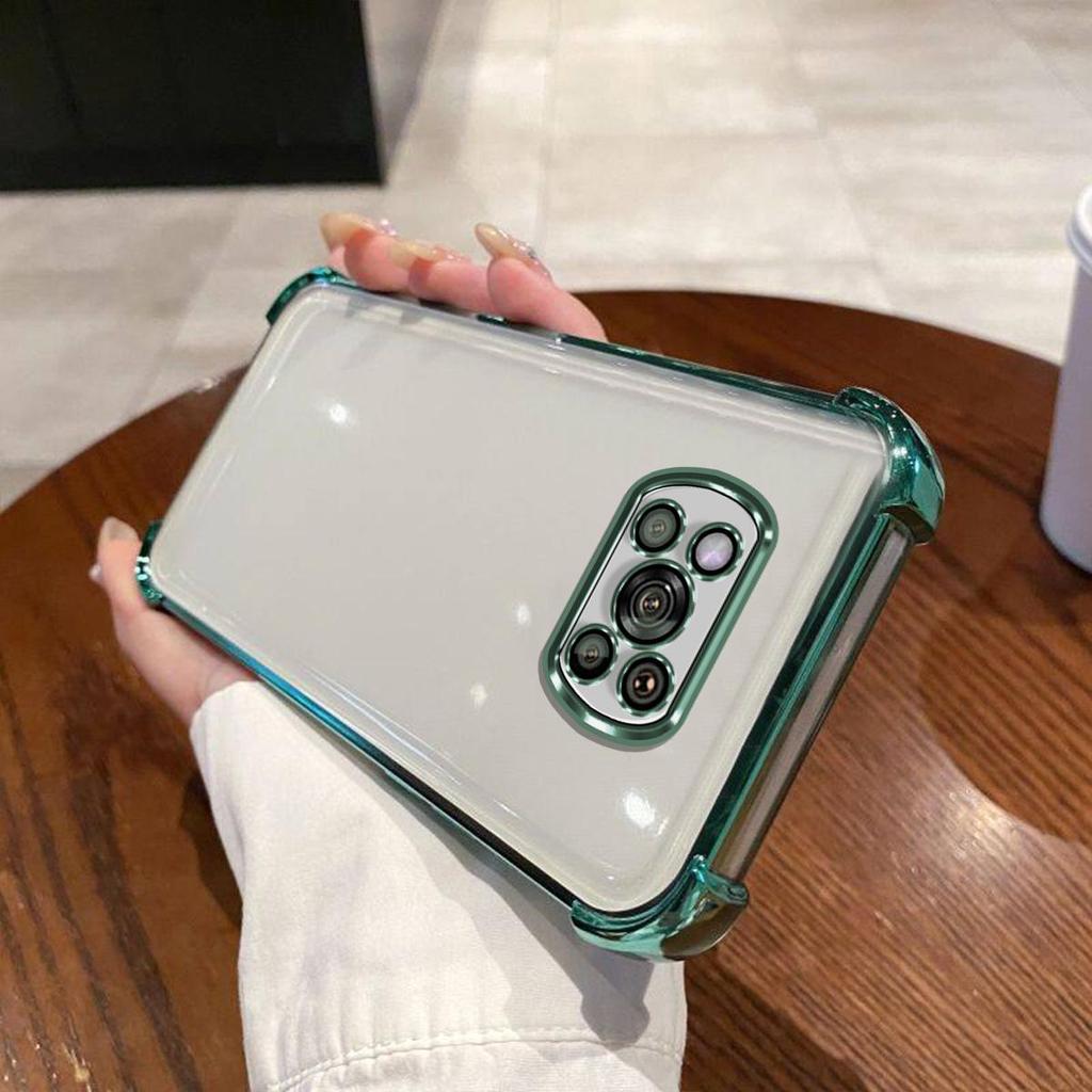 Case for Xiaomi POCO X3 Pro,X3 NFC Electroplated Color Border Clear Phone Casing Cover