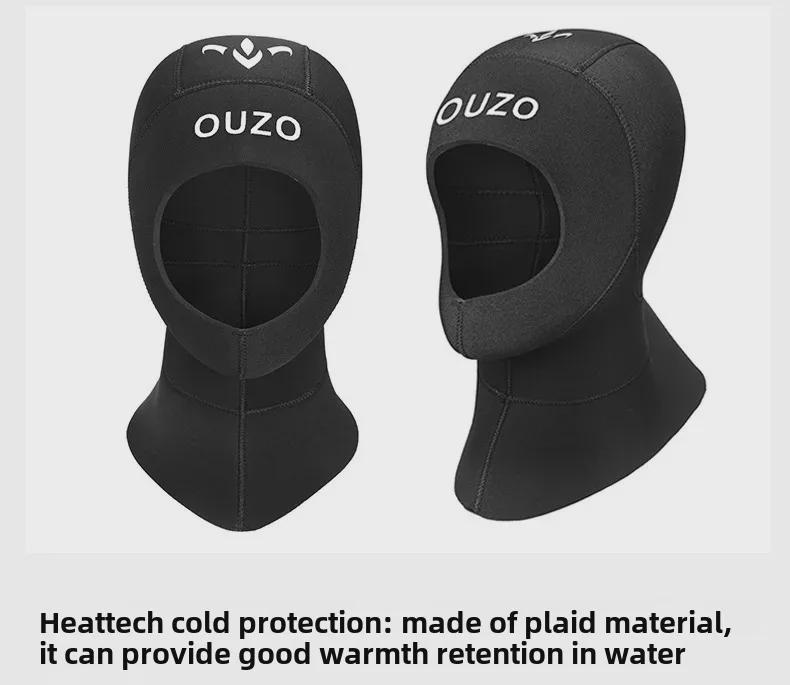 OUZO 5mm Diving Hood: Thickened Cold-Proof Snorkeling & Surfing Cap for Winter Swimming