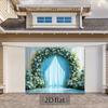 2D Light Blue Wedding Backdrop Floral Arch Ceremony Photography Background