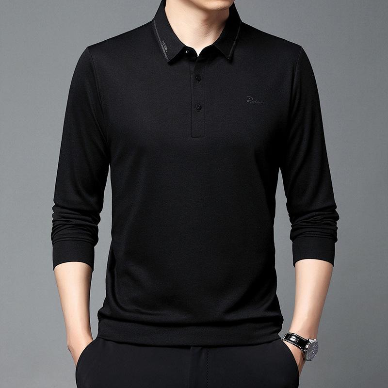 

Новая мужская футболка с длинными рукавами, весенне-осенняя однотонная деловая повседневная рубашка-поло, мужская модная нижняя часть топа XXXXL
