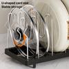 Pot Rack Stainless Steel Divider Expandable Design Adjustable Lid Organizer Kitchen Cabinet Storage Rack Pot Lid Holder