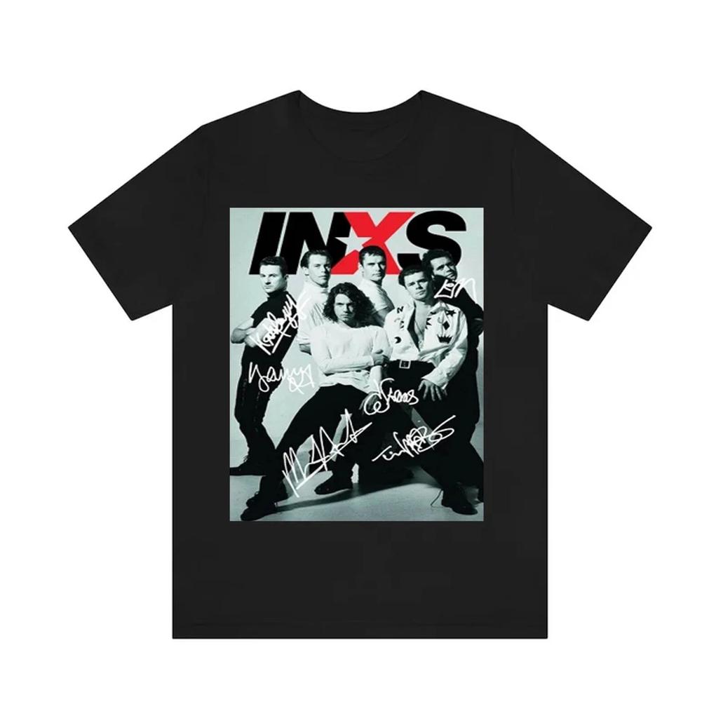 INXS Band COLLAGE Signature Black Men 100% Cotton T-shirt Mens Tees Top S-5XL SHORT Sleeve