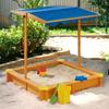 Sandpit - GINGER HOME Children's Sandpit - 360° Adjustable Canopy - UV Protection 30 - Solid Pine Wood