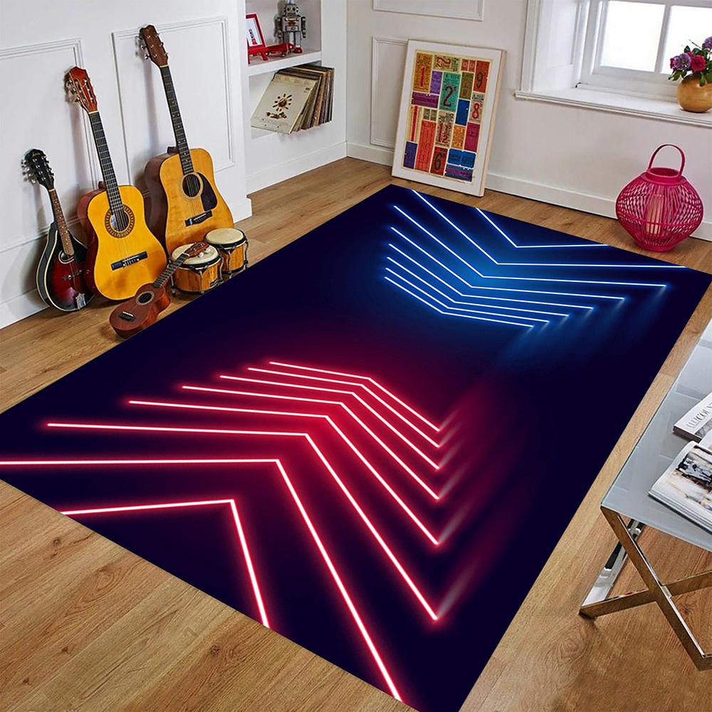 3D LED Lights Illusion Rug for Living Room Washable Floor Lounge Large Area Non Slip CarpetsTeen's Kids Boy Girl Room Decor Rug