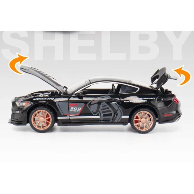 1/32 Ford Mustang Shelby GT500 Alloy Sports Car Simulation Model Diecast Metal Car Model Sound and Light Collection Toys Boys