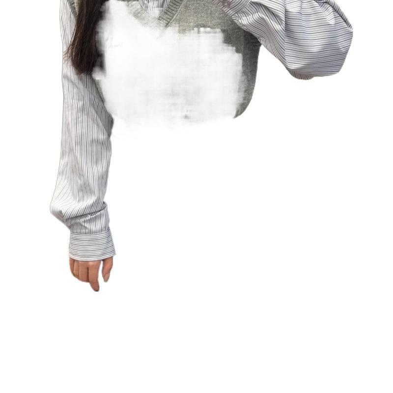 2025 New Style Women's Grey A-Line Woolen Pleated Long Skirt