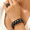 2-teiliges kreatives Metall-Durchbruch-Blatt-Armreif- & Ring-Set für Damen