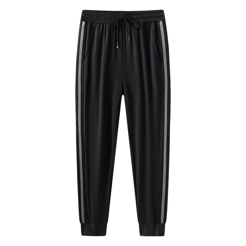 

Men s summer new sports casual pants men s green feet loose quick-drying ice silk drawstring elastic waist trousers M